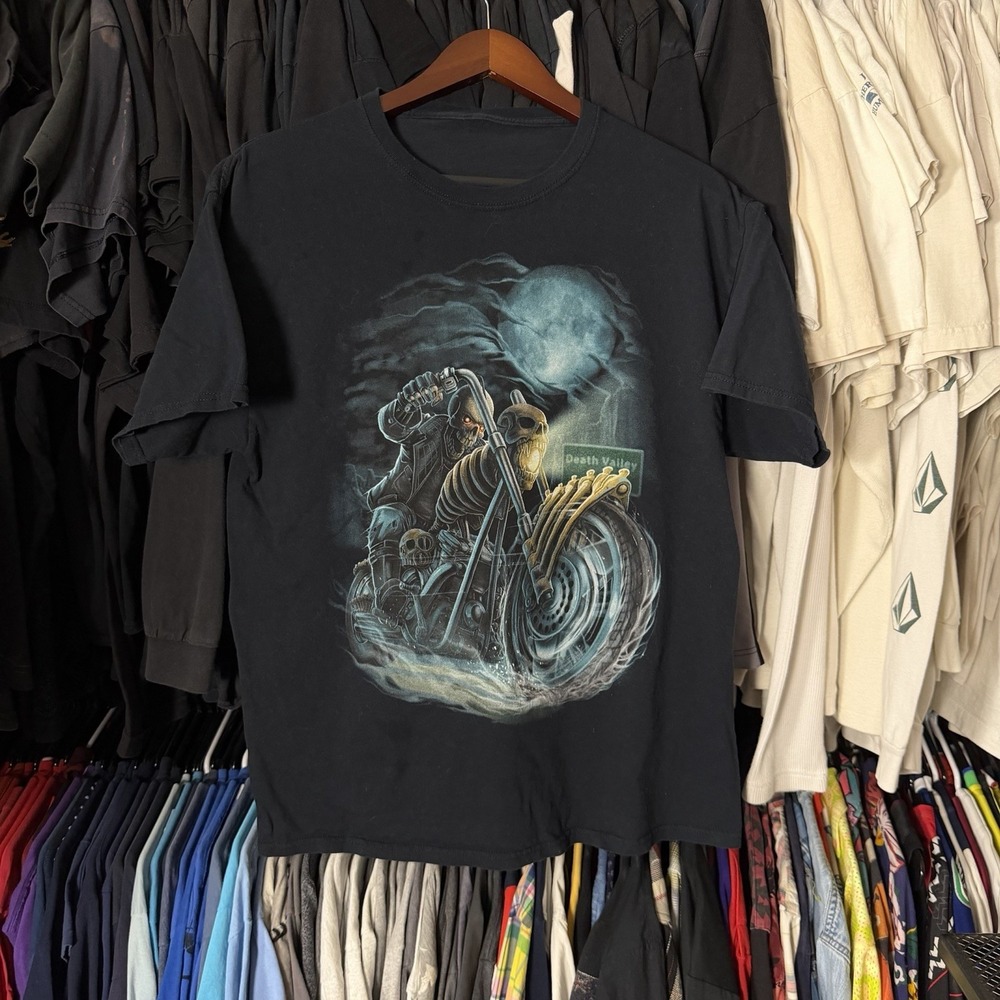 Ghost Rider Shirt Mens Medium Black Y2K Grunge Skater Emo 00s Biker Death Valley